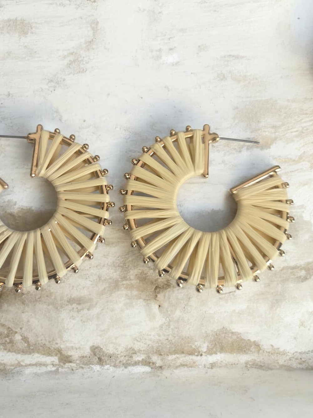 Neutral Straw Hoop Earrings - Women Accessories
